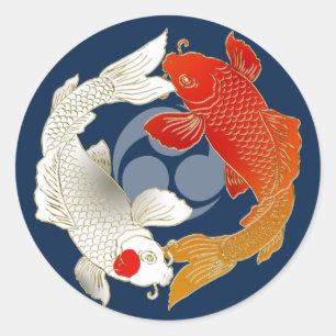 Sticker Rond Koi avec décal de style lun japonais