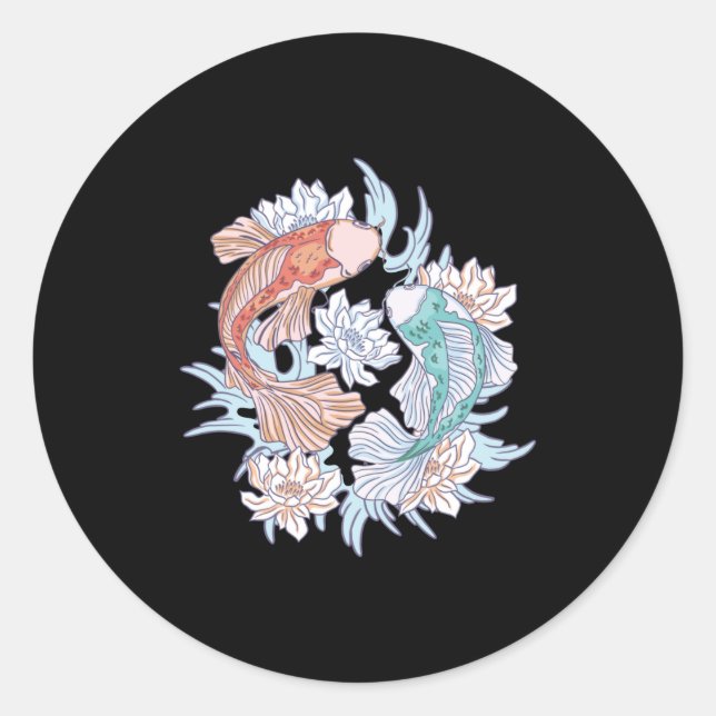 Sticker Rond Koi fish lotus (Devant)
