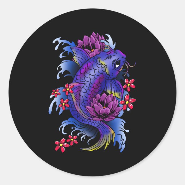 Sticker Rond Koi Fish Tattoo japonais Jinli Japon Coi Carpe (Devant)