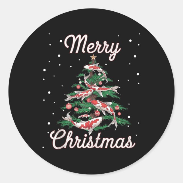 Sticker Rond Koi Fish Xmas Tree Koi Carp Christmas Tree (Devant)