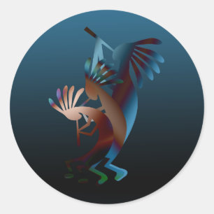Sticker Rond Kokopelli Blues Music 3"