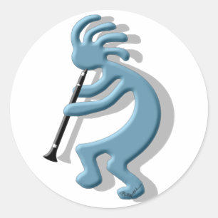 Sticker Rond Kokopelli Clarinet