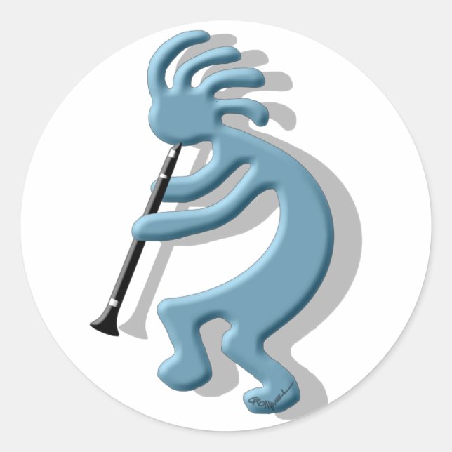 Sticker Rond Kokopelli Clarinet (Devant)