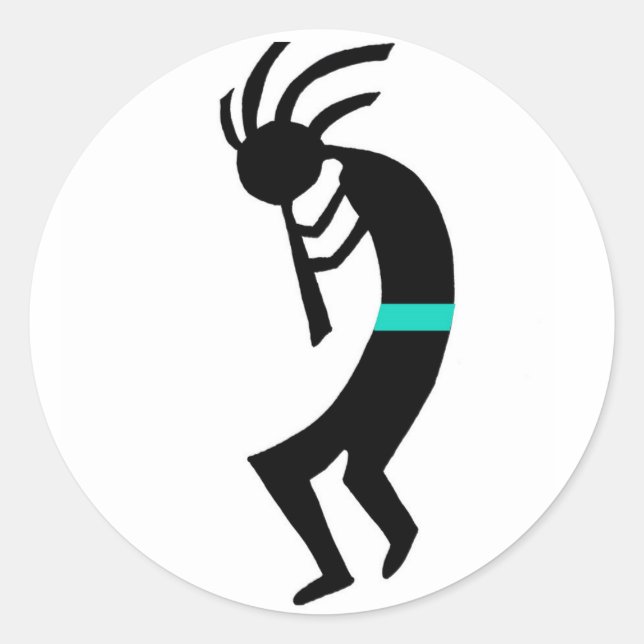 Sticker Rond Kokopelli — Joueur de Flûte amérindienne (Devant)