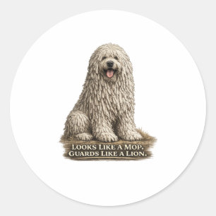 Sticker Rond Komondor – Ressemble à une serpillière Garde comme