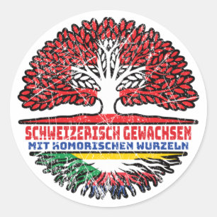 Sticker Rond Komoren Komorisch Schweizer Schweiz Baum Wurzel