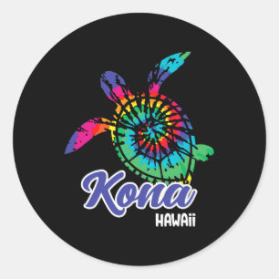 Sticker Rond Kona Hawaii Tie Dye Save Sea Turtles Hawaiian Beac