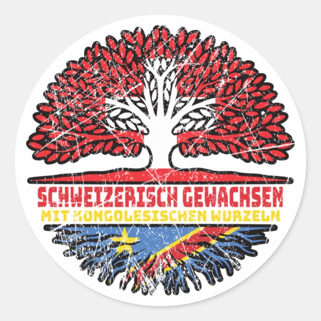 Sticker Rond Kongo Kongolesisch Schweizer Baum Wurzel (Devant)