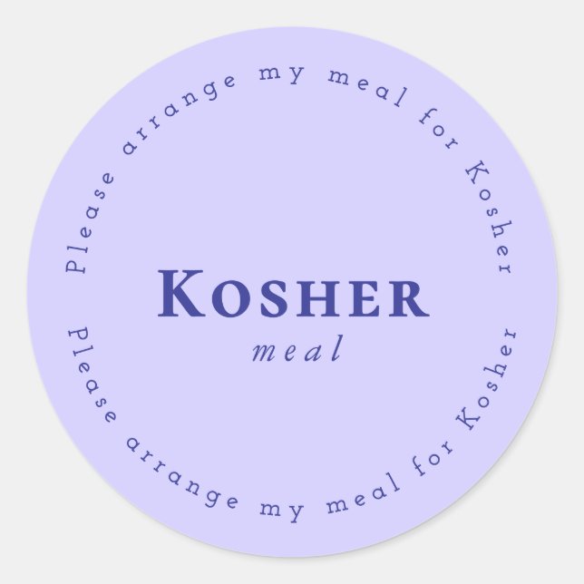 Sticker Rond Kosher meal Request Sticker, Light purple, Navy (Devant)