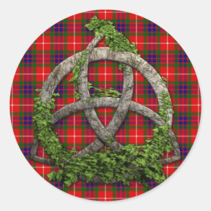 Sticker Rond Kot De Trinité Celtique Et Clan Fraser Tartan