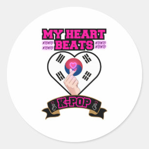 Sticker Rond KPop Heart Corée Drapeau Symbole main Design de mu