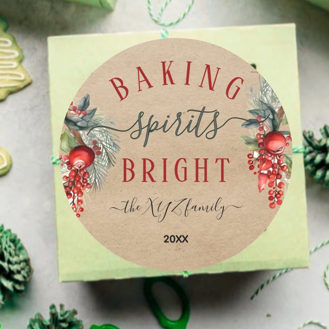 Sticker Rond Kraft Aquarelle Baking Spiritueux Vacances Lumineu (Créateur téléchargé)