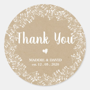 Sticker Rond Kraft Babys Respiration Mariage Merci Personnalisé