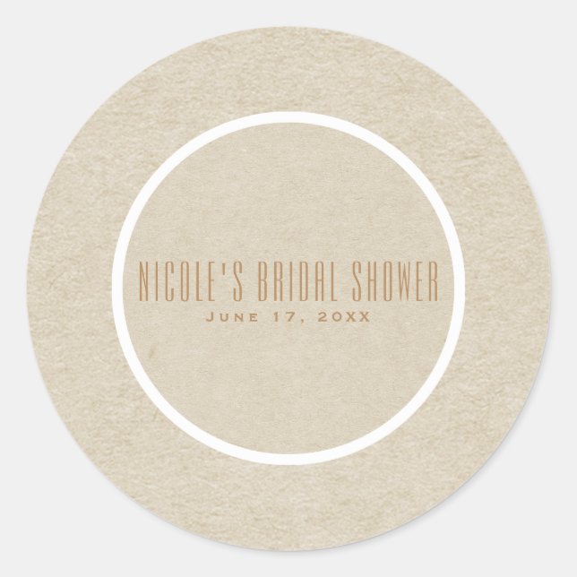 Sticker Rond Kraft Blanc Rustique Mariage Simple Cadeau Minimal (Devant)