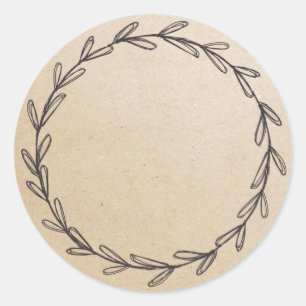 Sticker Rond Kraft Blank Hand Drake Wreath Jar