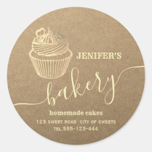 Sticker Rond Kraft boulangerie cupcakes et sucreries maison