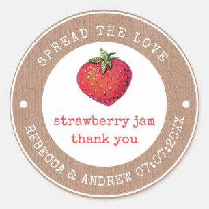 Sticker Rond Kraft Étaler L'Amour Fraise Jam Mariage Favoriser