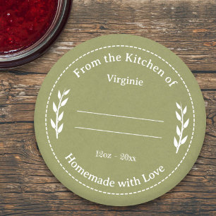 Sticker Rond Kraft vert et rustique fait avec chevalet Étiquett