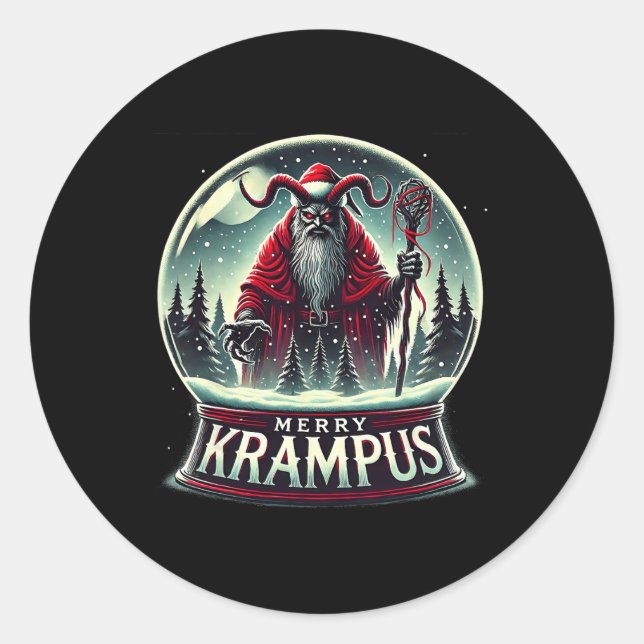 Sticker Rond Krampus Vient À La Ville Horreur Merry Krampus Chr (Devant)