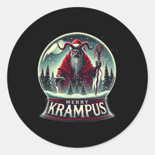 Sticker Rond Krampus Vient À La Ville Horreur Merry Krampus Chr