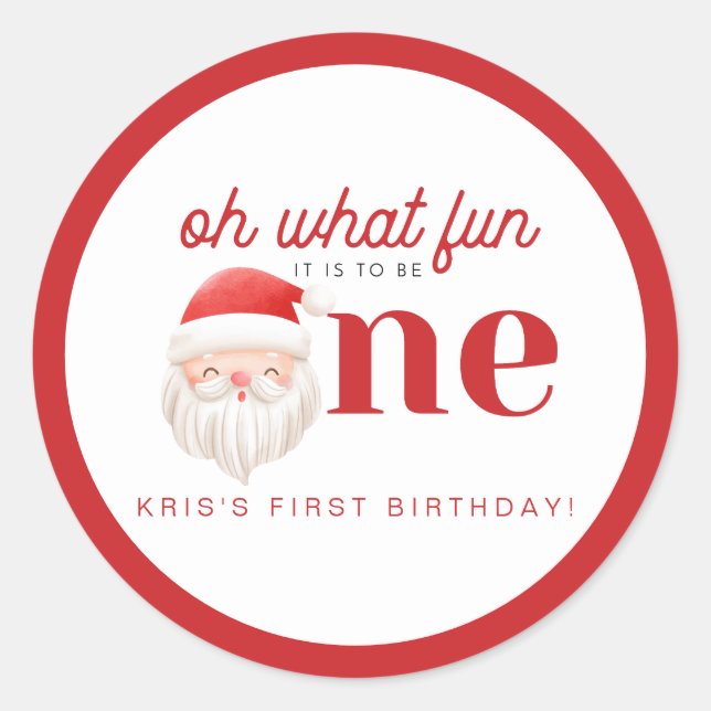 Sticker Rond KRIS Oh What Fun Noël 1er anniversaire (Devant)