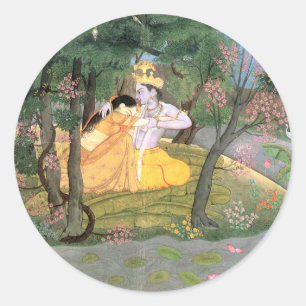 Sticker Rond Krishna et Radha