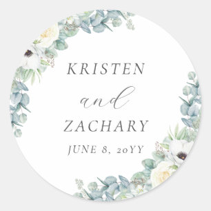 Sticker Rond Kristen Elegant Boho Floral Verdure Mariage Favori