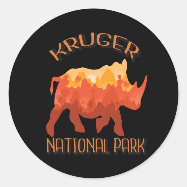Sticker Rond Kruger Rhino Afrique du Sud Big Five National Park (Devant)
