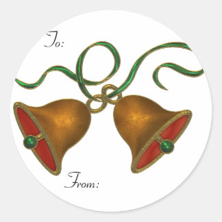 Sticker Rond KRW Christmas Bells To and From Stick sur les étiq