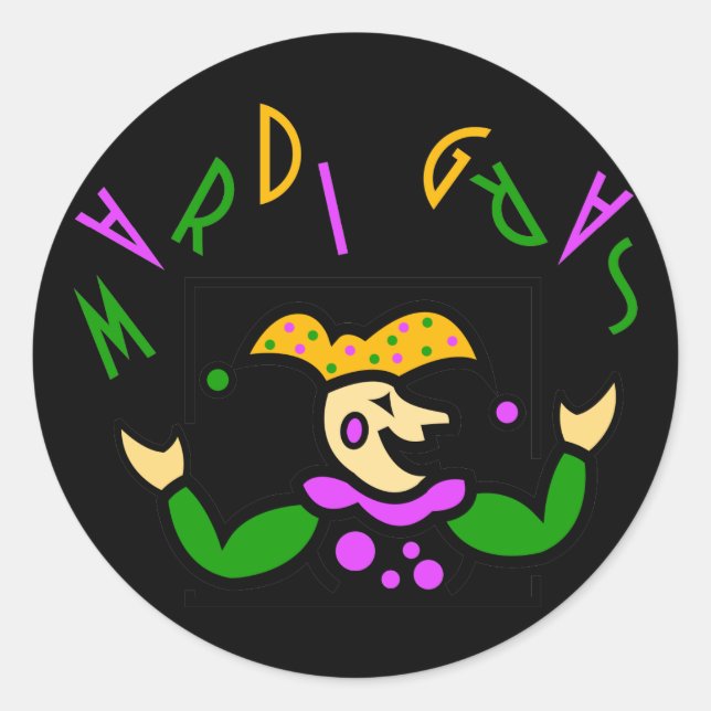 Sticker Rond KRW Colorée Mardi Gras Jester (Devant)