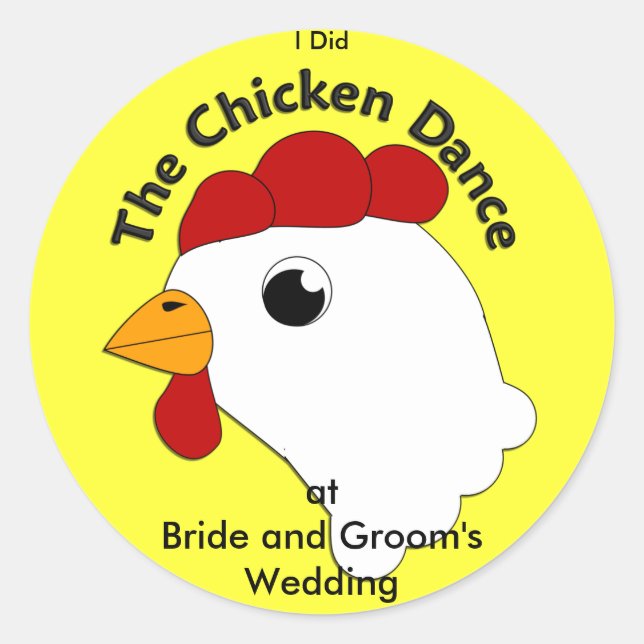 Sticker Rond KRW Custom Funny Chicken Dance Mariage (Devant)