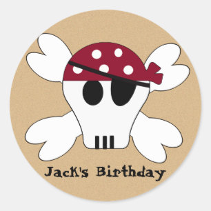 Sticker Rond KRW Cute Pirate Skull et Crossbone Anniversaire