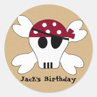 Sticker Rond KRW Cute Pirate Skull et Crossbone Anniversaire