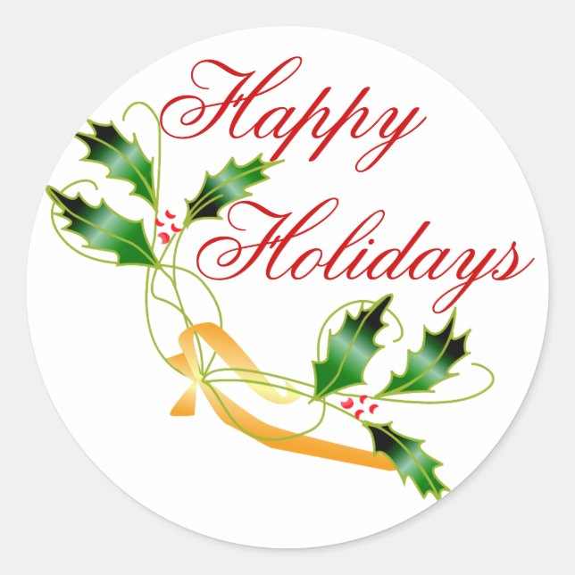 Sticker Rond KRW Happy Holidays Holly (Devant)