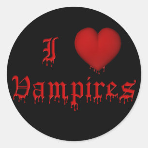 Sticker Rond KRW Laissant du sang J'aime les vampires