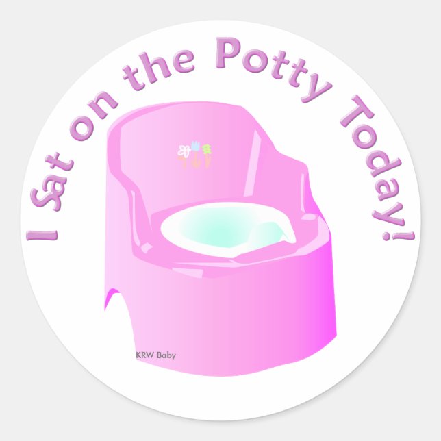 Sticker Rond KRW Pink I Sat on the Potty Training Reward (Devant)