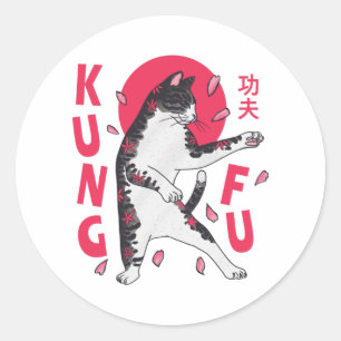 Sticker Rond Kung Fu Cat