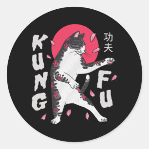 Sticker Rond Kung Fu Cat