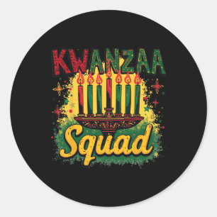 Sticker Rond Kwanza Squad Afro-américain Happy Kwanza Family Ma