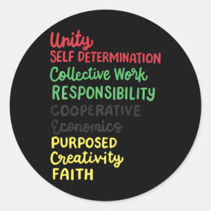 Sticker Rond Kwanzaa 7 Principes African American Black Pride