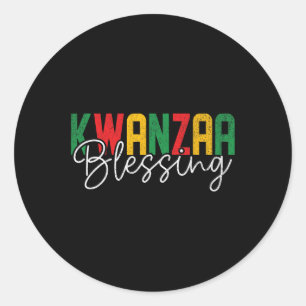 Sticker Rond Kwanzaa Bénédiction Noël Africain Américain Joyeux