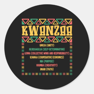 Sticker Rond Kwanzaa Sept Principes Umoja Faith Graphisme