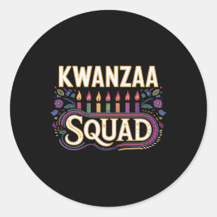 Sticker Rond Kwanzaa Squad Famille Noël Afro-américain Tee