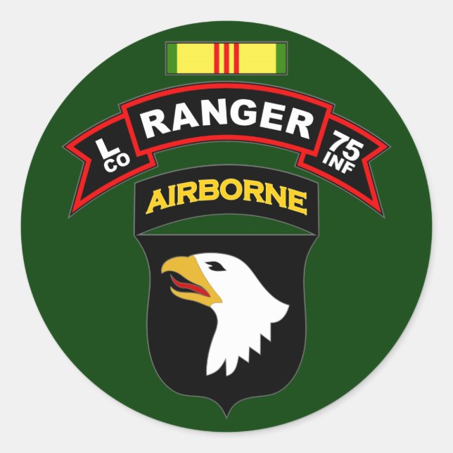 Sticker Rond L Co, 75e régiment d'infanterie - Rangers, Vietnam (Devant)