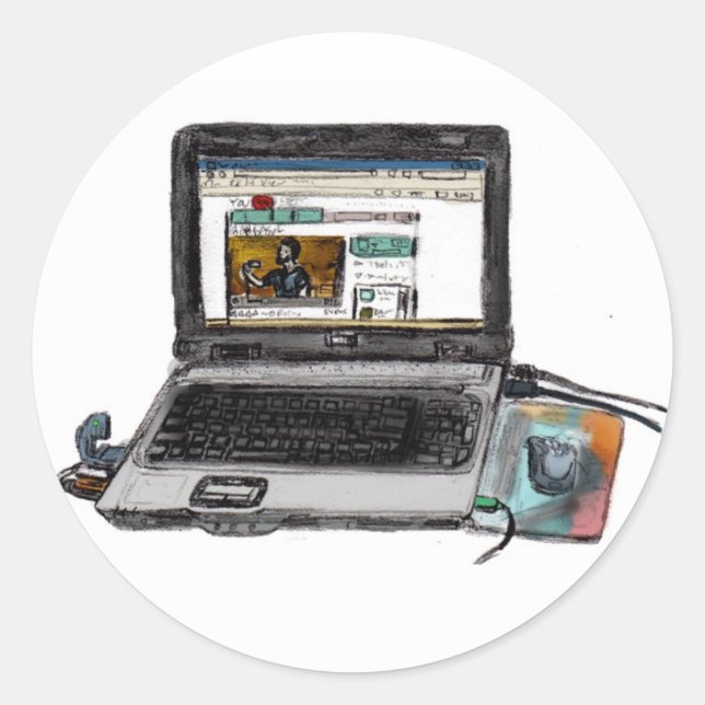 Sticker Rond L est pour ordinateur portable (Devant)