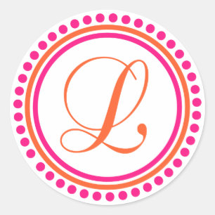 Sticker Rond L Monogramme (rose/orange rond)