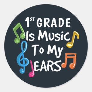 Sticker Rond La 1re année est musique à mes oreilles enseignant