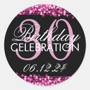 Sticker Rond La 30ème fête d'anniversaire élégante miroite 