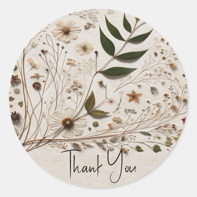 Sticker Rond La beauté de la nature Fleurs botaniques & Mariage (Devant)