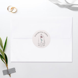 Sticker Rond La beauté et la bête   Mariage Rose enchanté